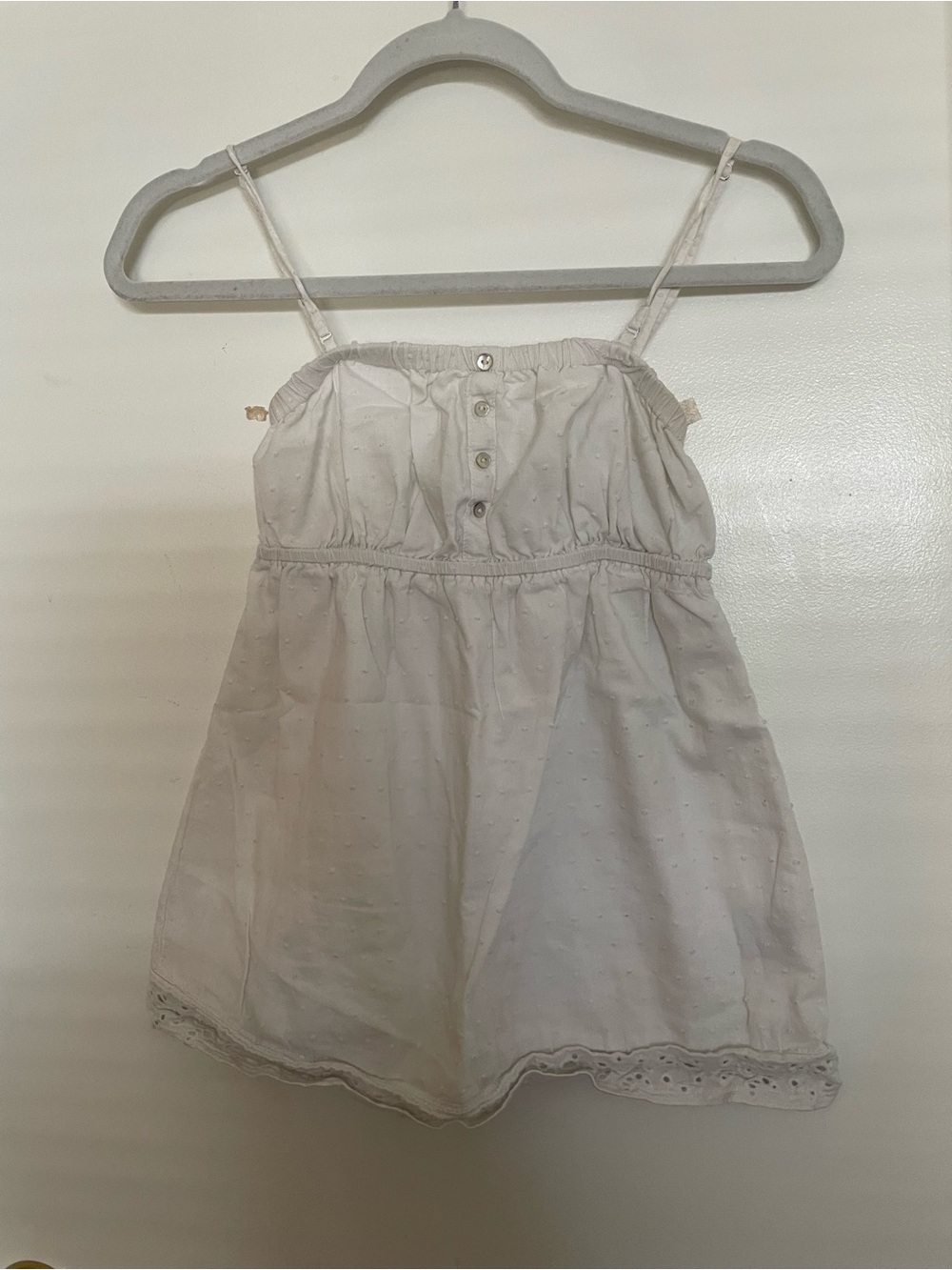 Garage White Eyelet Spaghetti-Strap Top